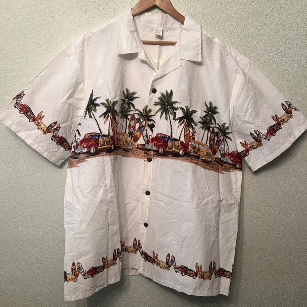 PALMWAVE HAWAII High Surf Mens Size 2XL White  Shirt‎ Surf, BEACH SUMMER